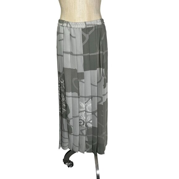 Windsmoor women's skirt L gray patterned maxi pleated elastic waist - Picture 7 of 7